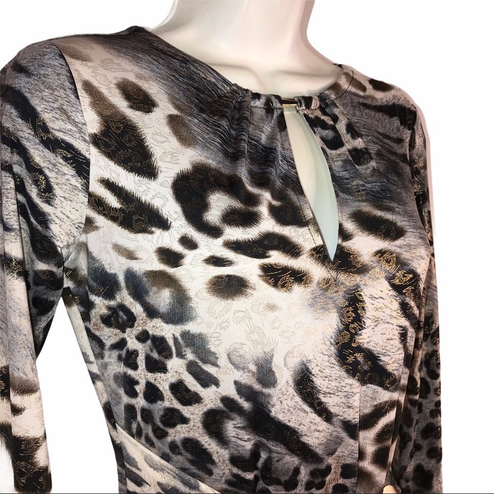 Cache Leopard Metallic Ruched Dress - Picture 5 of 11